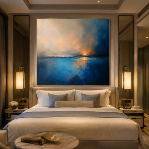 Blue Rain Seascape Wall Art room scene 6 | Oildeco