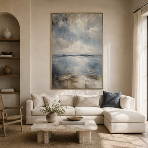 Silver Mist Seascape Wall Art room scene 2 | Oildeco