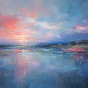 Coral Sky Seascape Wall Art room scene 1 | Oildeco