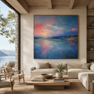 Coral Sky Seascape Wall Art room scene 5 | Oildeco