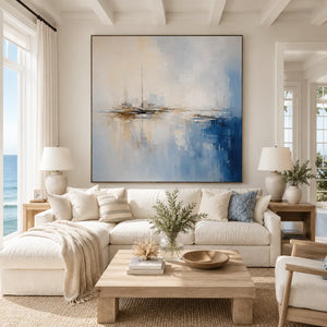 Quiet Marina Coastal Wall Art room scene 2 | Oildeco