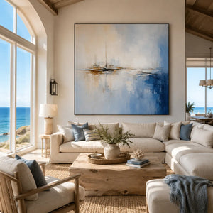 Quiet Marina Coastal Wall Art room scene 5 | Oildeco