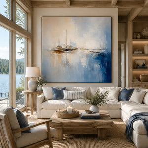 Quiet Marina Coastal Wall Art room scene 6 | Oildeco