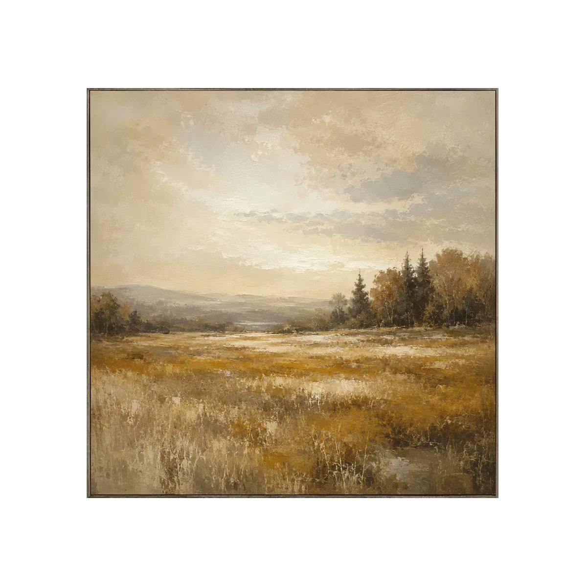 Arte de pared de paisaje de campo ocre