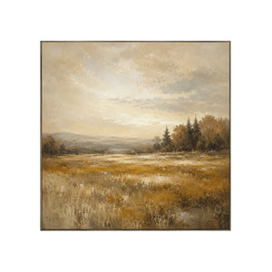 Ochre Field Landscape Wall Art | Oildeco