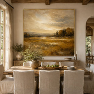 Ochre Field Landscape Wall Art room scene 4 | Oildeco