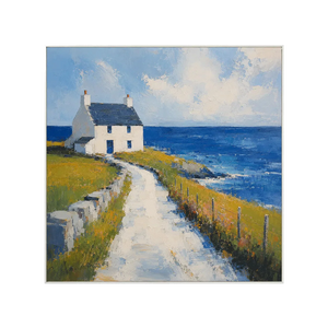 Blue Cottage Coastal Wall Art | Oildeco