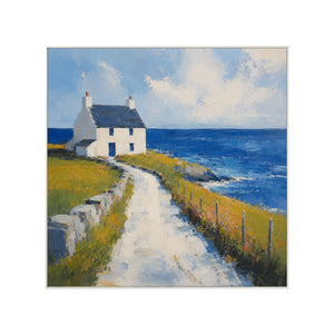 Blue Cottage Coastal Wall Art | Oildeco