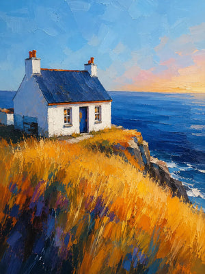 Cliff Cottage Coastal Wall Art room scene 1 | Oildeco