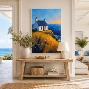 Cliff Cottage Coastal Wall Art room scene 4 | Oildeco