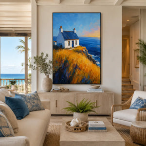 Cliff Cottage Coastal Wall Art room scene 5 | Oildeco