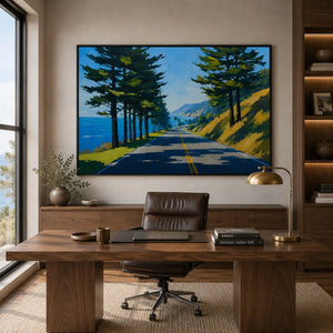 Pine Road Landscape Wall Art room scene 2 | Oildeco