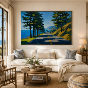 Pine Road Landscape Wall Art room scene 6 | Oildeco