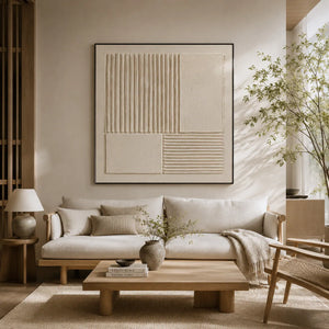 Linen Panel Relief Wall Art room scene 3 | Oildeco