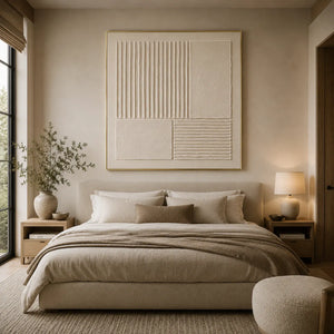 Linen Panel Relief Wall Art room scene 5 | Oildeco
