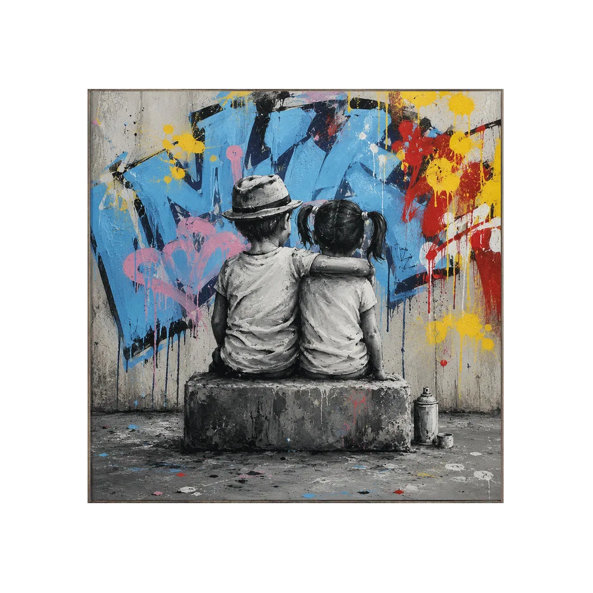 Graffiti Bank-Figuren-Wandkunst
