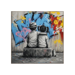 Graffiti Bench Figure Wall Art | Oildeco
