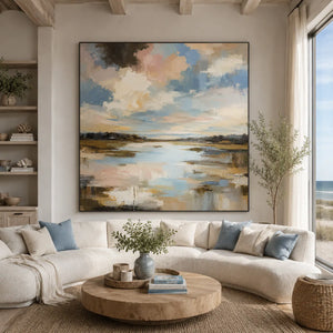 Cloud Marsh Landscape Wall Art room scene 2 | Oildeco