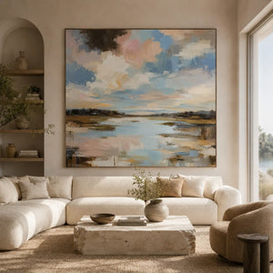 Cloud Marsh Landscape Wall Art room scene 3 | Oildeco