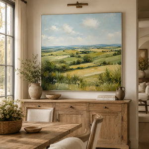 Green Valley Landscape Wall Art room scene 2 | Oildeco