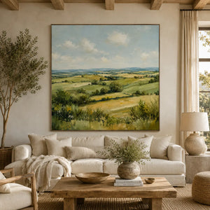 Green Valley Landscape Wall Art room scene 3 | Oildeco