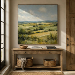 Green Valley Landscape Wall Art room scene 4 | Oildeco
