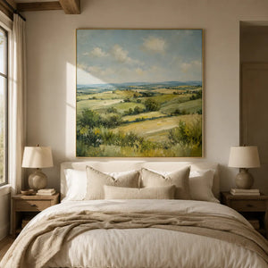 Green Valley Landscape Wall Art room scene 5 | Oildeco