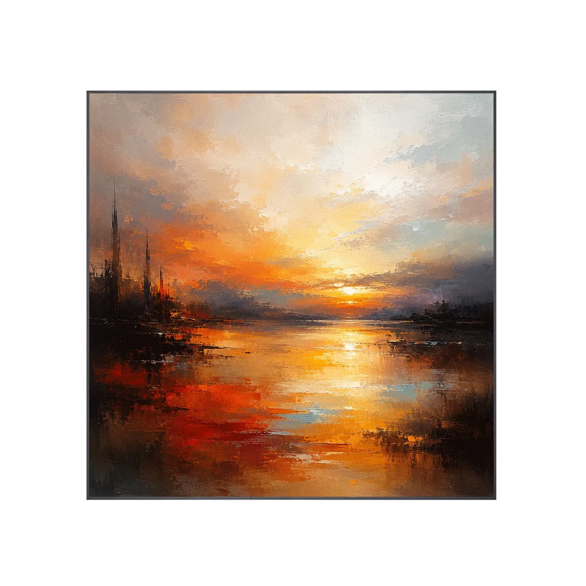 Amber Harbor Cityscape Wall Art
