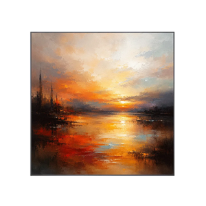 Amber Harbor Cityscape Wall Art | Oildeco
