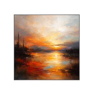 Amber Harbor Cityscape Wall Art | Oildeco