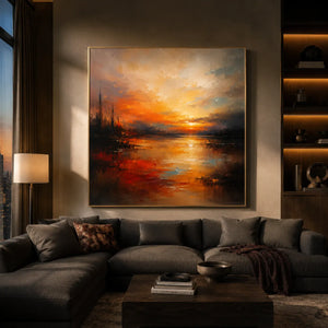 Amber Harbor Cityscape Wall Art room scene 3 | Oildeco