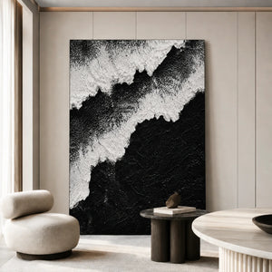 Monochrome Ridge Abstract Wall Art displayed in a modern lounge | OILDECO
