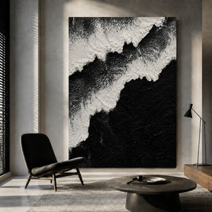 Monochrome Ridge Abstract Wall Art styled in a monochrome lounge | OILDECO