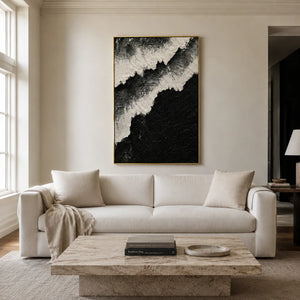 Monochrome Ridge Abstract Wall Art shown in a quiet home office | Oildeco