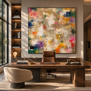 Confetti Grid Abstract Wall Art room scene 4 | Oildeco