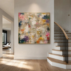 Confetti Grid Abstract Wall Art room scene 5 | Oildeco