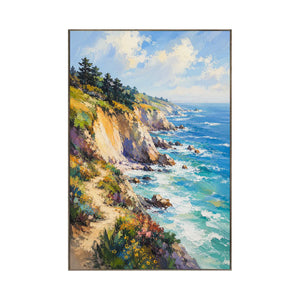 Sunlit Cliff Coastal Wall Art | Oildeco
