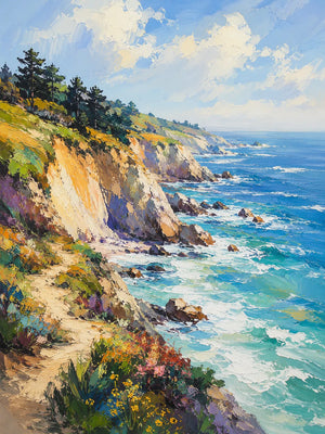 Sunlit Cliff Coastal Wall Art room scene 1 | Oildeco