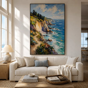 Sunlit Cliff Coastal Wall Art room scene 2 | Oildeco