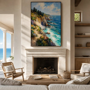 Sunlit Cliff Coastal Wall Art room scene 3 | Oildeco