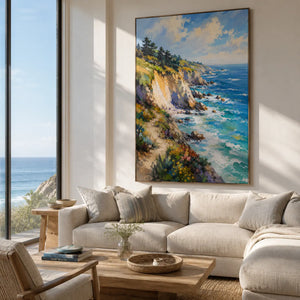 Sunlit Cliff Coastal Wall Art room scene 4 | Oildeco