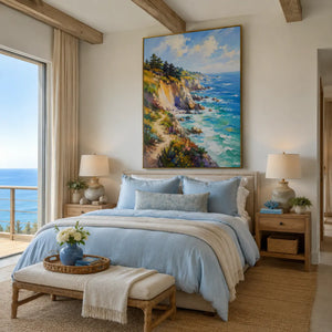 Sunlit Cliff Coastal Wall Art room scene 6 | Oildeco