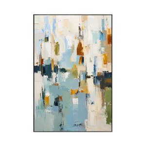 Blue Ochre Abstract Wall Art | Oildeco
