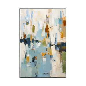 Blue Ochre Abstract Wall Art | Oildeco