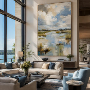 Quiet Marsh Landscape Wall Art room scene 3 | Oildeco