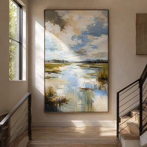 Quiet Marsh Landscape Wall Art room scene 6 | Oildeco