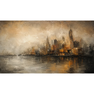 Misty City Skyline Wall Art | Oildeco