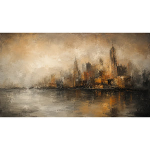 Misty City Skyline Wall Art | Oildeco