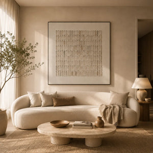 Woven Grid Textured Wall Art room scene 2 | Oildeco