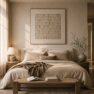 Woven Grid Textured Wall Art room scene 4 | Oildeco